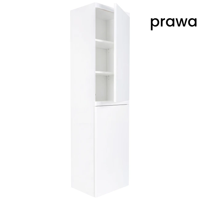 Słupek łazienkowy wiszący 40x150 Aquameb Andora biały mat 3 półki białe wnętrze prawy