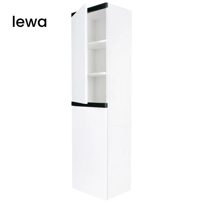 Słupek łazienkowy wiszący 40x150 Aquameb Andora biały mat czarny mat 3 półki białe wnętrze lewy