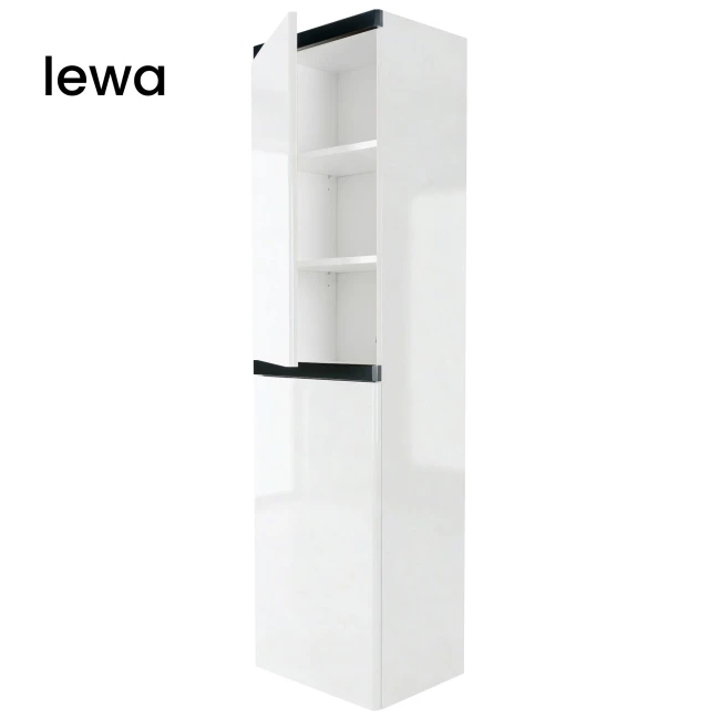 Słupek łazienkowy wiszący 40x150 Aquameb Andora biały połysk 3 półki białe wnętrze lewy