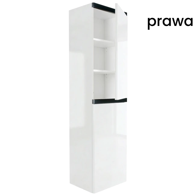 Słupek łazienkowy wiszący 40x150 Aquameb Andora biały połysk 3 półki białe wnętrze prawy