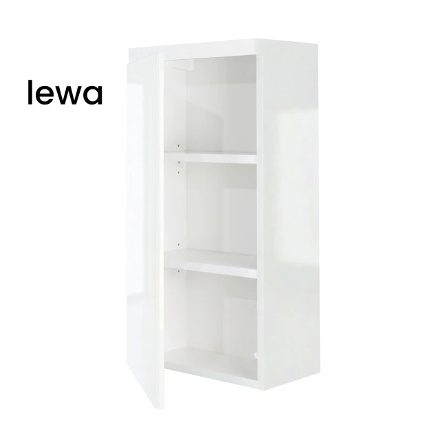 Szafka łazienkowa wisząca 40x75 Aquameb Andora biały połysk wnętrze białe otwarta lewy