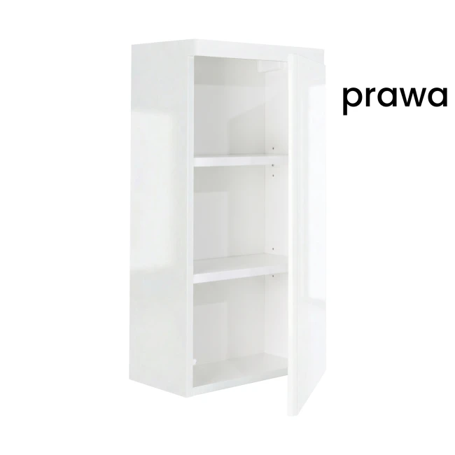 Szafka łazienkowa wisząca 40x75 Aquameb Andora biały połysk wnętrze białe otwarta prawy