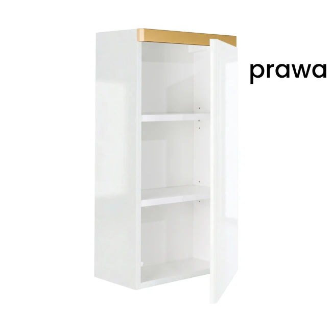 Szafka łazienkowa wisząca 40x75 Aquameb Andora biały połysk wnętrze białe otwarta prawy