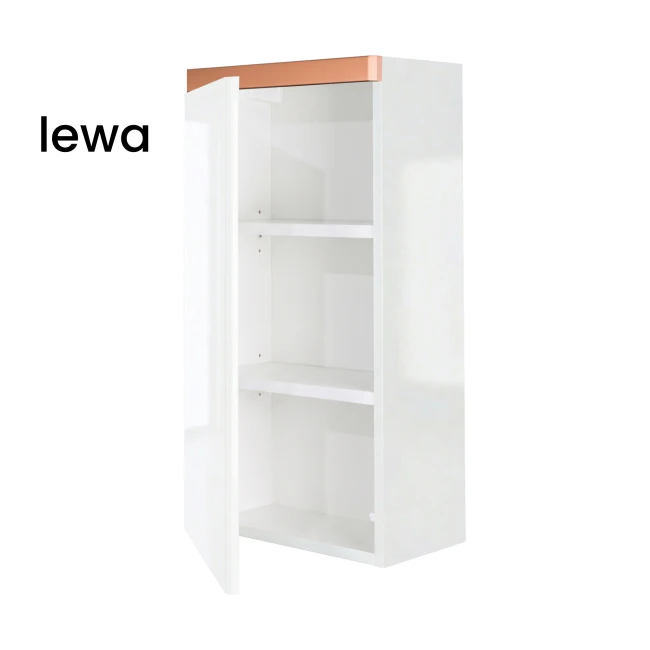 Szafka łazienkowa wisząca 40x75 Aquameb Andora biały połysk wnętrze białe otwarta lewy
