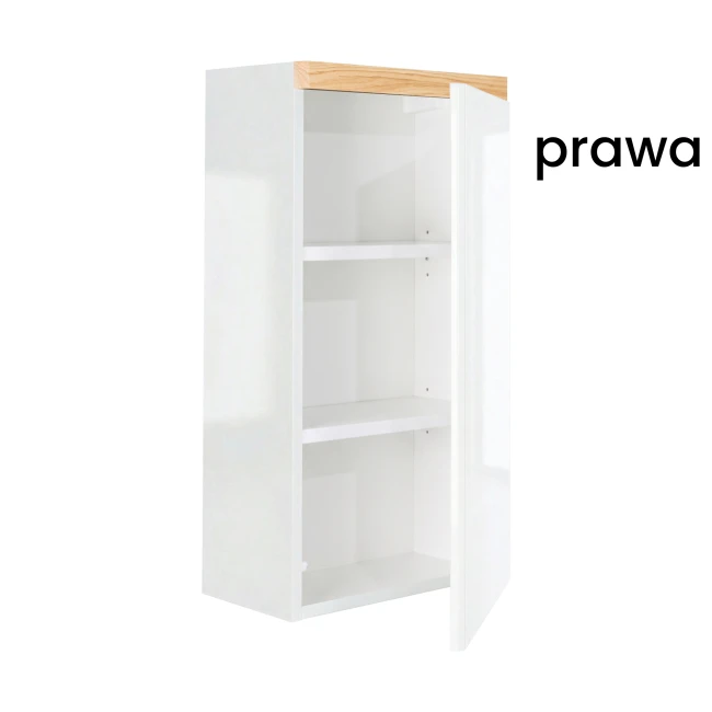Szafka łazienkowa wisząca 40x75 Aquameb Andora biały połysk wnętrze białe otwarta prawy