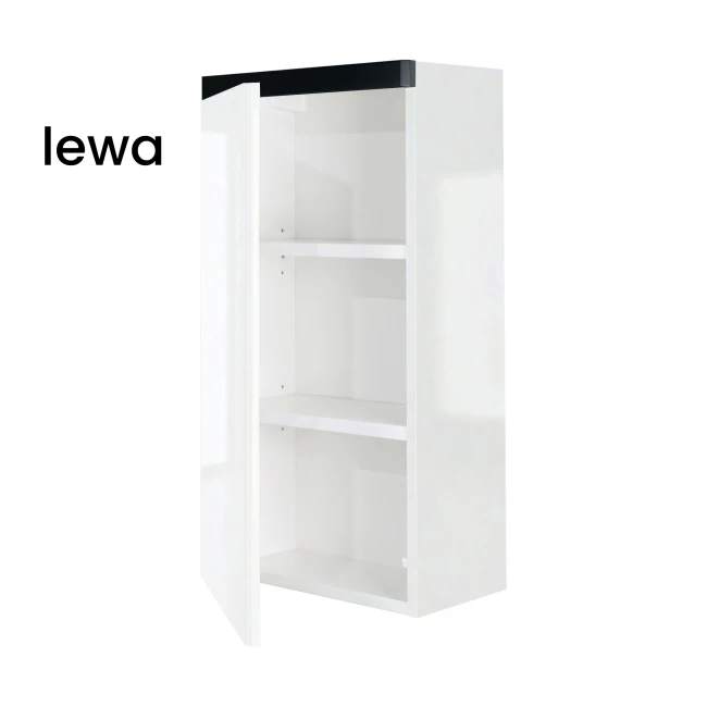 Szafka łazienkowa wisząca 40x75 Aquameb Andora biały połysk wnętrze białe otwarta lewy