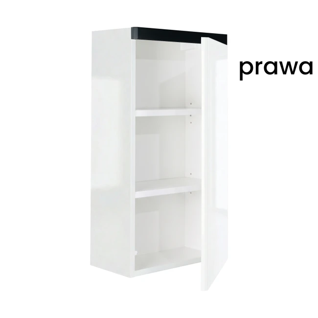 Szafka łazienkowa wisząca 40x75 Aquameb Andora biały połysk wnętrze białe otwarta prawy