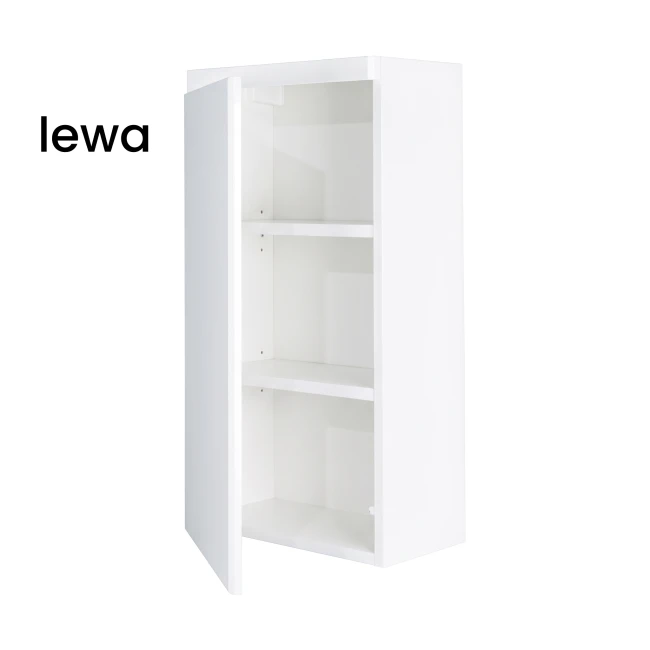 Szafka łazienkowa wisząca 40x75 Aquameb Andora biały mat wnętrze białe otwarta lewy