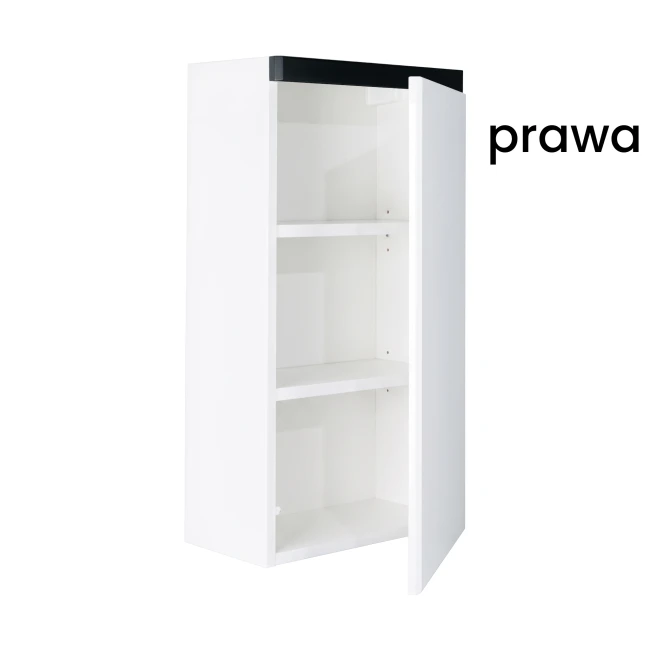 Szafka łazienkowa wisząca 40x75 Aquameb Andora biały mat wnętrze białe otwarta prawy