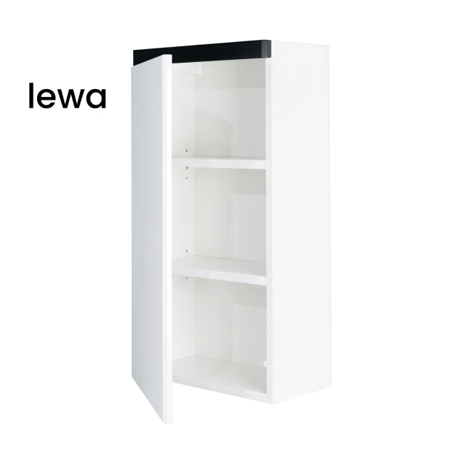 Szafka łazienkowa wisząca 40x75 Aquameb Andora biały mat wnętrze białe otwarta lewy