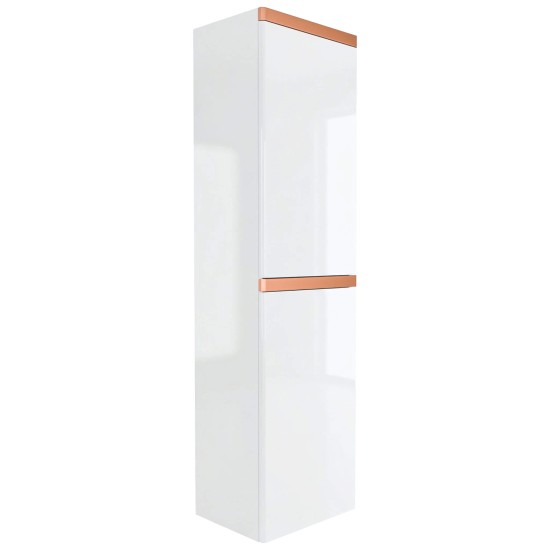 Słupek łazienkowy wiszący 40x150 cm Aquameb Andora biały połysk miedziany mat widok z boku