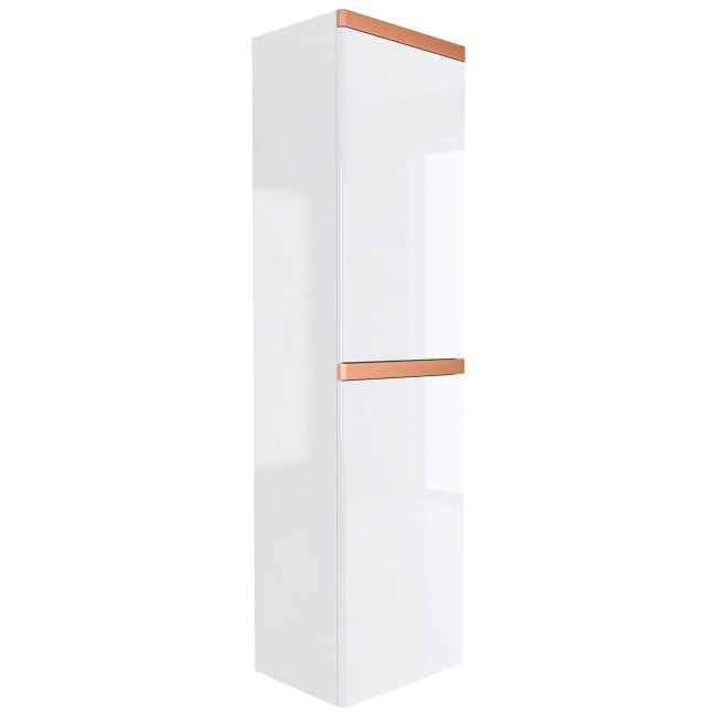 Słupek łazienkowy wiszący 40x150 cm Aquameb Andora biały połysk miedziany mat widok z boku