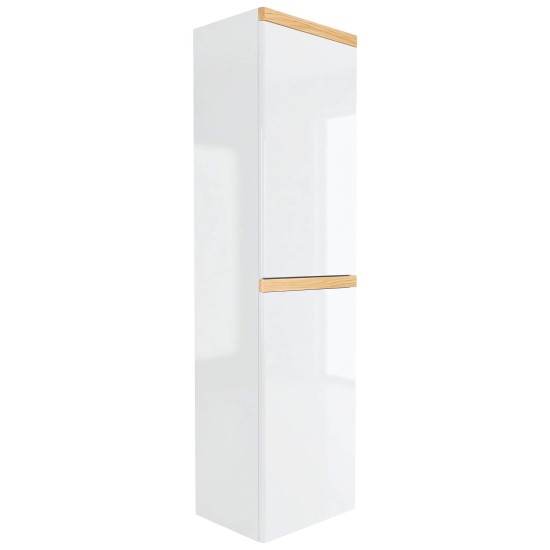 Słupek łazienkowy wiszący 40x150 cm Aquameb Andora biały połysk dąb widok z boku