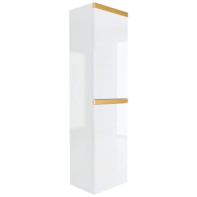Słupek łazienkowy wiszący 40x150 cm Aquameb Andora biały połysk złoty mat widok z boku