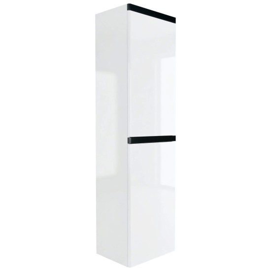 Słupek łazienkowy wiszący 40x150 cm Aquameb Andora biały połysk czarny mat widok z boku